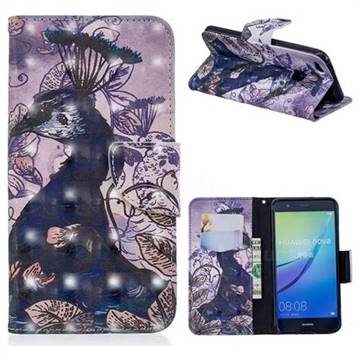 Purple Peacock 3D Painted Leather Wallet Phone Case for Huawei P10 Lite P10Lite