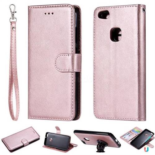 Retro Greek Detachable Magnetic PU Leather Wallet Phone Case for Huawei P10 Lite P10Lite - Rose Gold