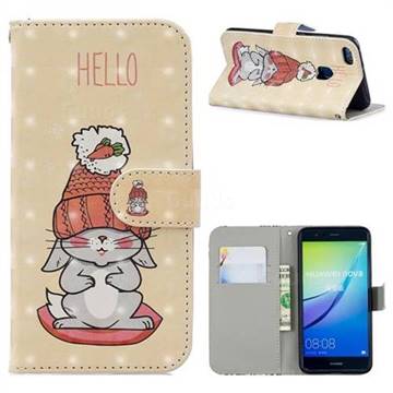 Hello Rabbit 3D Painted Leather Phone Wallet Case for Huawei P10 Lite P10Lite
