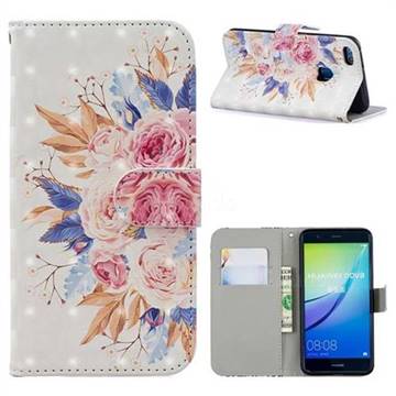 Rose Flowers 3D Painted Leather Phone Wallet Case for Huawei P10 Lite P10Lite
