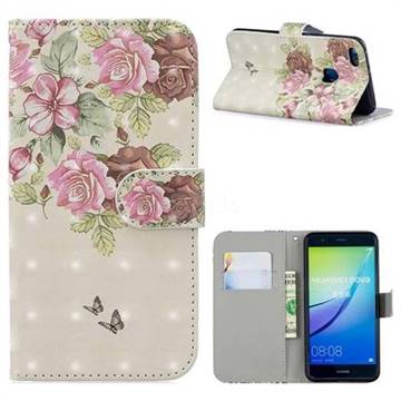 Beauty Rose 3D Painted Leather Phone Wallet Case for Huawei P10 Lite P10Lite