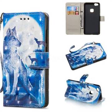 Ice Wolf 3D Painted Leather Wallet Phone Case for Huawei P10 Lite P10Lite