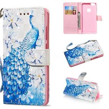 Blue Peacock 3D Painted Leather Wallet Phone Case for Huawei P10 Lite P10Lite