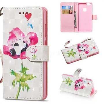 Flower Panda 3D Painted Leather Wallet Phone Case for Huawei P10 Lite P10Lite