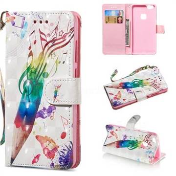Music Pen 3D Painted Leather Wallet Phone Case for Huawei P10 Lite P10Lite