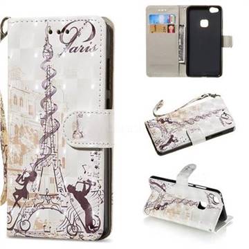 Tower Couple 3D Painted Leather Wallet Phone Case for Huawei P10 Lite P10Lite