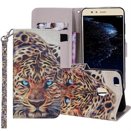 Leopard 3D Painted Leather Phone Wallet Case Cover for Huawei P10 Lite P10Lite