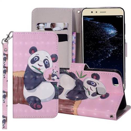 Happy Panda 3D Painted Leather Phone Wallet Case Cover for Huawei P10 Lite P10Lite