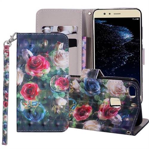 Rose Flower 3D Painted Leather Phone Wallet Case Cover for Huawei P10 Lite P10Lite