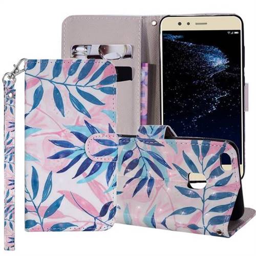 Green Leaf 3D Painted Leather Phone Wallet Case Cover for Huawei P10 Lite P10Lite