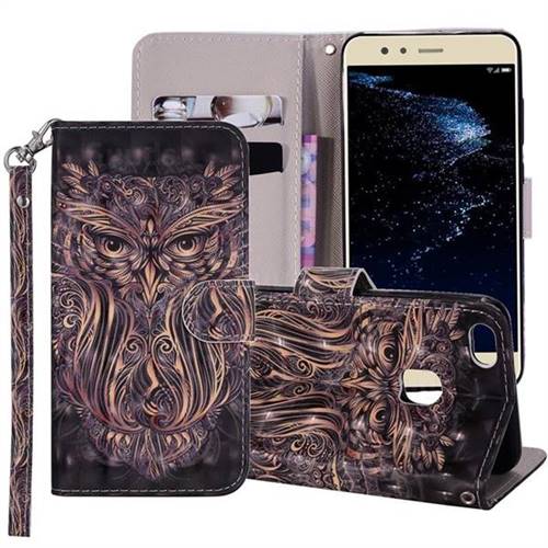 Tribal Owl 3D Painted Leather Phone Wallet Case Cover for Huawei P10 Lite P10Lite