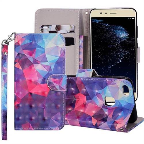 Colored Diamond 3D Painted Leather Phone Wallet Case Cover for Huawei P10 Lite P10Lite