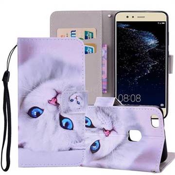 White Cat PU Leather Wallet Phone Case Cover for Huawei P10 Lite P10Lite