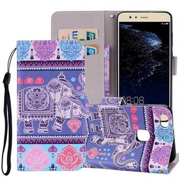 Totem Elephant PU Leather Wallet Phone Case Cover for Huawei P10 Lite P10Lite