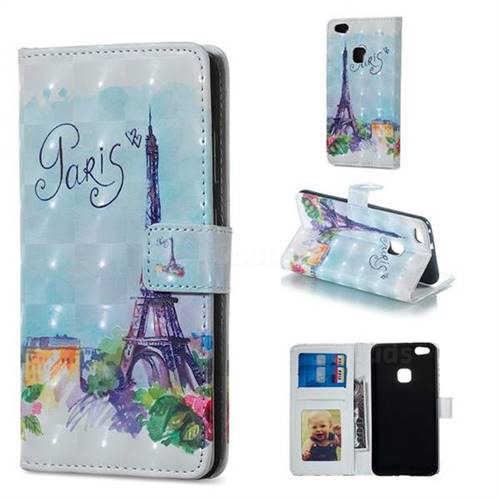 Paris Tower 3D Painted Leather Phone Wallet Case for Huawei P10 Lite P10Lite
