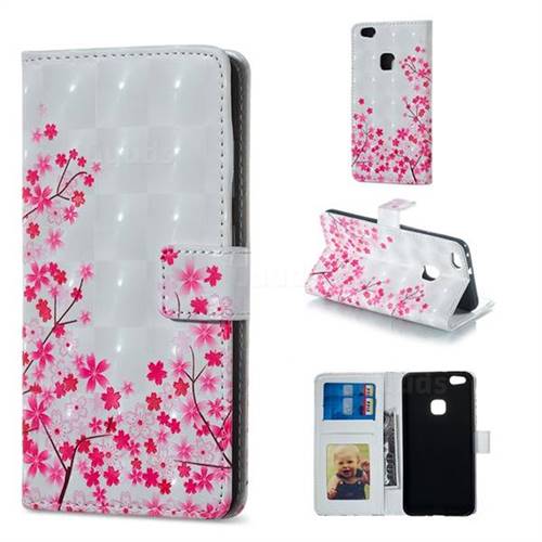 Cherry Blossom 3D Painted Leather Phone Wallet Case for Huawei P10 Lite P10Lite