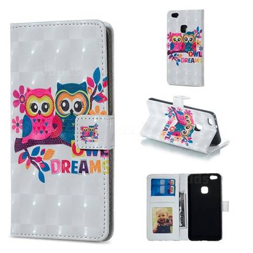 Couple Owl 3D Painted Leather Phone Wallet Case for Huawei P10 Lite P10Lite