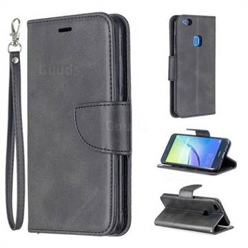 Classic Sheepskin PU Leather Phone Wallet Case for Huawei P10 Lite P10Lite - Black