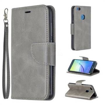 Classic Sheepskin PU Leather Phone Wallet Case for Huawei P10 Lite P10Lite - Gray