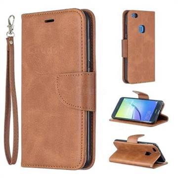 Classic Sheepskin PU Leather Phone Wallet Case for Huawei P10 Lite P10Lite - Brown