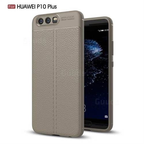 Luxury Auto Focus Litchi Texture Silicone TPU Back Cover for Huawei P10 Plus - Gray
