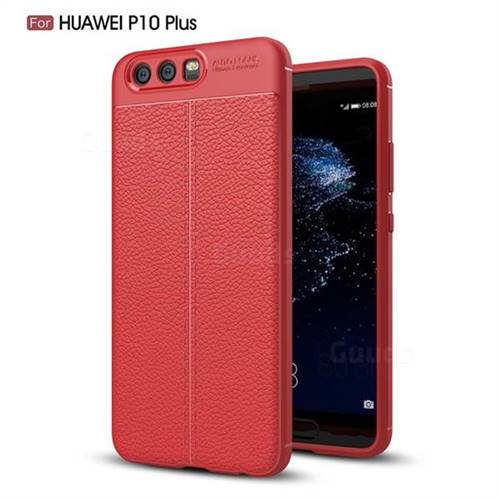 Luxury Auto Focus Litchi Texture Silicone TPU Back Cover for Huawei P10 Plus - Red