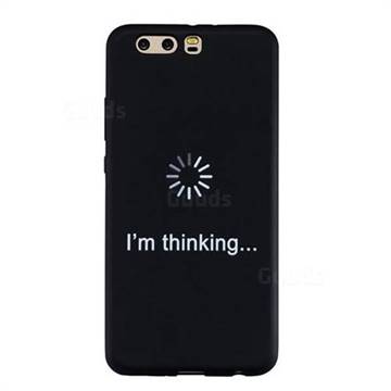 Thinking Stick Figure Matte Black TPU Phone Cover for Huawei P10 Plus