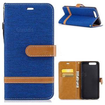 Jeans Cowboy Denim Leather Wallet Case for Huawei P10 Plus - Sapphire
