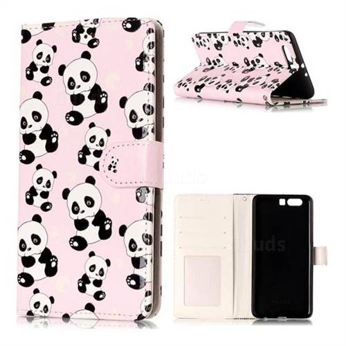 Cute Panda 3D Relief Oil PU Leather Wallet Case for Huawei P10 Plus