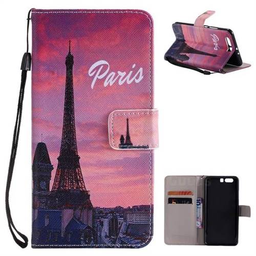 Paris Eiffel Tower PU Leather Wallet Case for Huawei P10 Plus