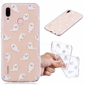 White Sea Lions Super Clear Soft TPU Back Cover for Huawei P20