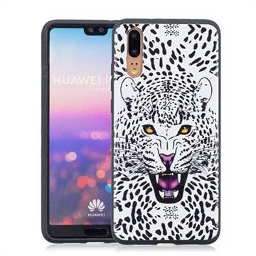 Snow Leopard 3D Embossed Relief Black Soft Back Cover for Huawei P20