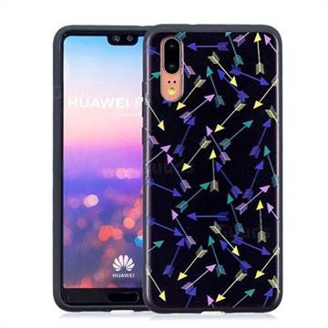 Colorful Arrows 3D Embossed Relief Black Soft Back Cover for Huawei P20