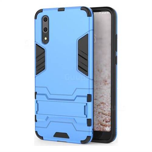Armor Premium Tactical Grip Kickstand Shockproof Dual Layer Rugged Hard Cover for Huawei P20 - Light Blue