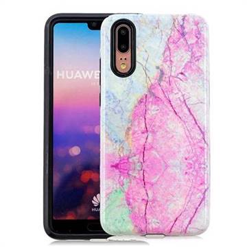 Pink Marble Pattern 2 in 1 PC + TPU Glossy Embossed Back Cover for Huawei P20