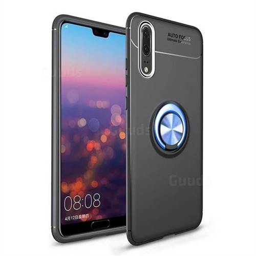 Auto Focus Invisible Ring Holder Soft Phone Case for Huawei P20 - Black Blue