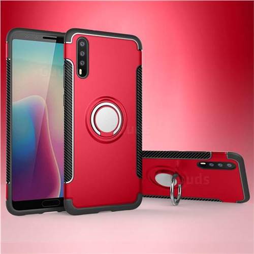 Armor Anti Drop Carbon PC + Silicon Invisible Ring Holder Phone Case for Huawei P20 - Red