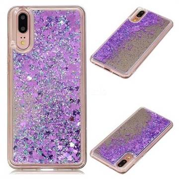 Glitter Sand Mirror Quicksand Dynamic Liquid Star TPU Case for Huawei P20 - Purple