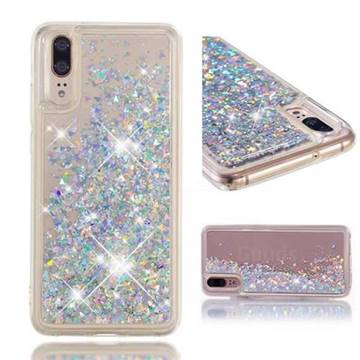 Dynamic Liquid Glitter Quicksand Sequins TPU Phone Case for Huawei P20 - Silver