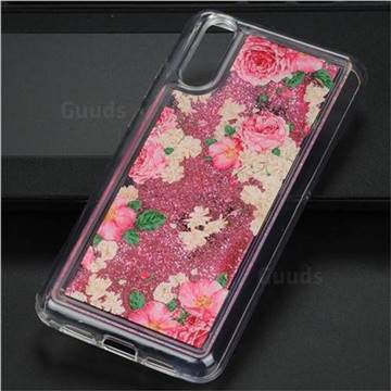 Rose Flower Glassy Glitter Quicksand Dynamic Liquid Soft Phone Case for Huawei P20