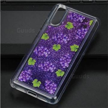 Purple Grape Glassy Glitter Quicksand Dynamic Liquid Soft Phone Case for Huawei P20
