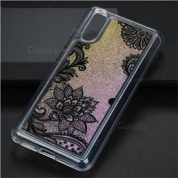 Diagonal Lace Glassy Glitter Quicksand Dynamic Liquid Soft Phone Case for Huawei P20