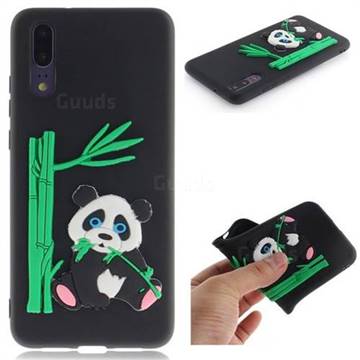 Panda Eating Bamboo Soft 3D Silicone Case for Huawei P20 - Black