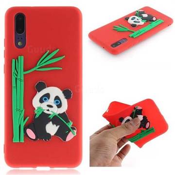 Panda Eating Bamboo Soft 3D Silicone Case for Huawei P20 - Red