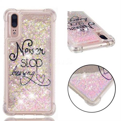 Never Stop Dreaming Dynamic Liquid Glitter Sand Quicksand Star TPU Case for Huawei P20