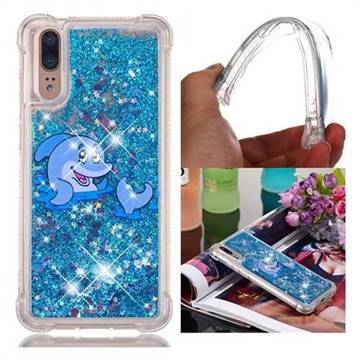 Happy Dolphin Dynamic Liquid Glitter Sand Quicksand Star TPU Case for Huawei P20