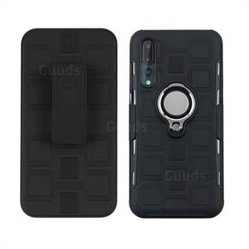 3 in 1 PC + Silicone Leather Phone Case for Huawei P20 - Black