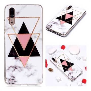 Inverted Triangle Black Soft TPU Marble Pattern Phone Case for Huawei P20