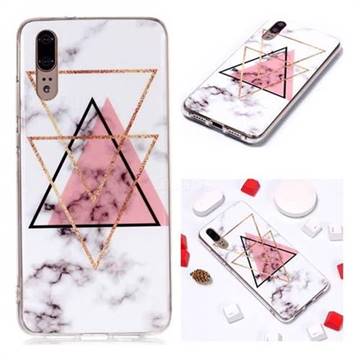 Inverted Triangle Powder Soft TPU Marble Pattern Phone Case for Huawei P20