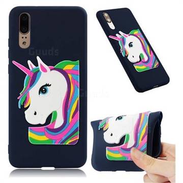 Rainbow Unicorn Soft 3D Silicone Case for Huawei P20 - Navy